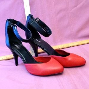 Torrid size 12W black & red ankle strap 4" heels.